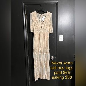 Off white lace romper dress